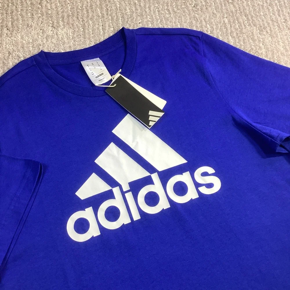 Adidas Mens Big Logo T-Shirt Team Royal Blue‎ White Size M NWT